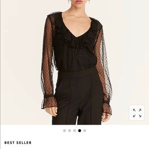 JCrew sheer overlay w black cami. Sheer sleeves.